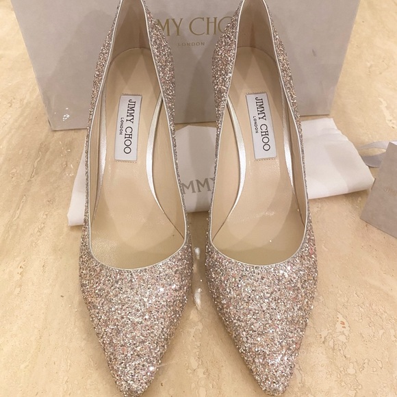 Brand NWT Jimmy Choo Romy 85 Metallic Pumps - Picture 1 of 6